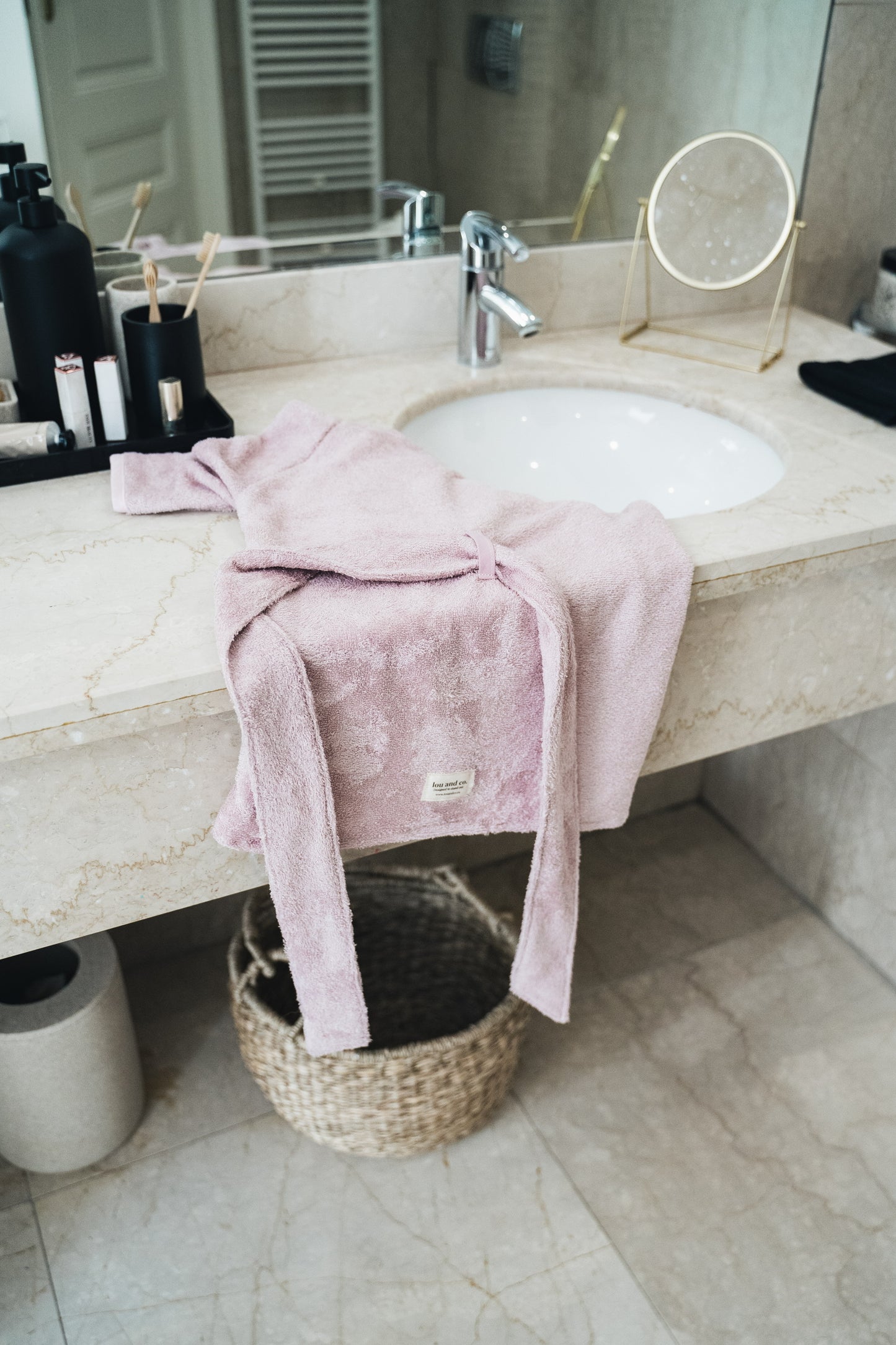 Dog Bathrobe Dusty Pink