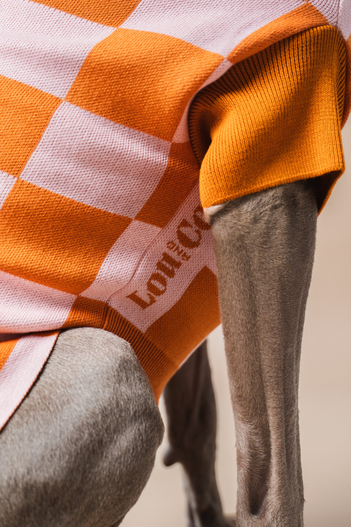 Dog Sweater Orange Checkered