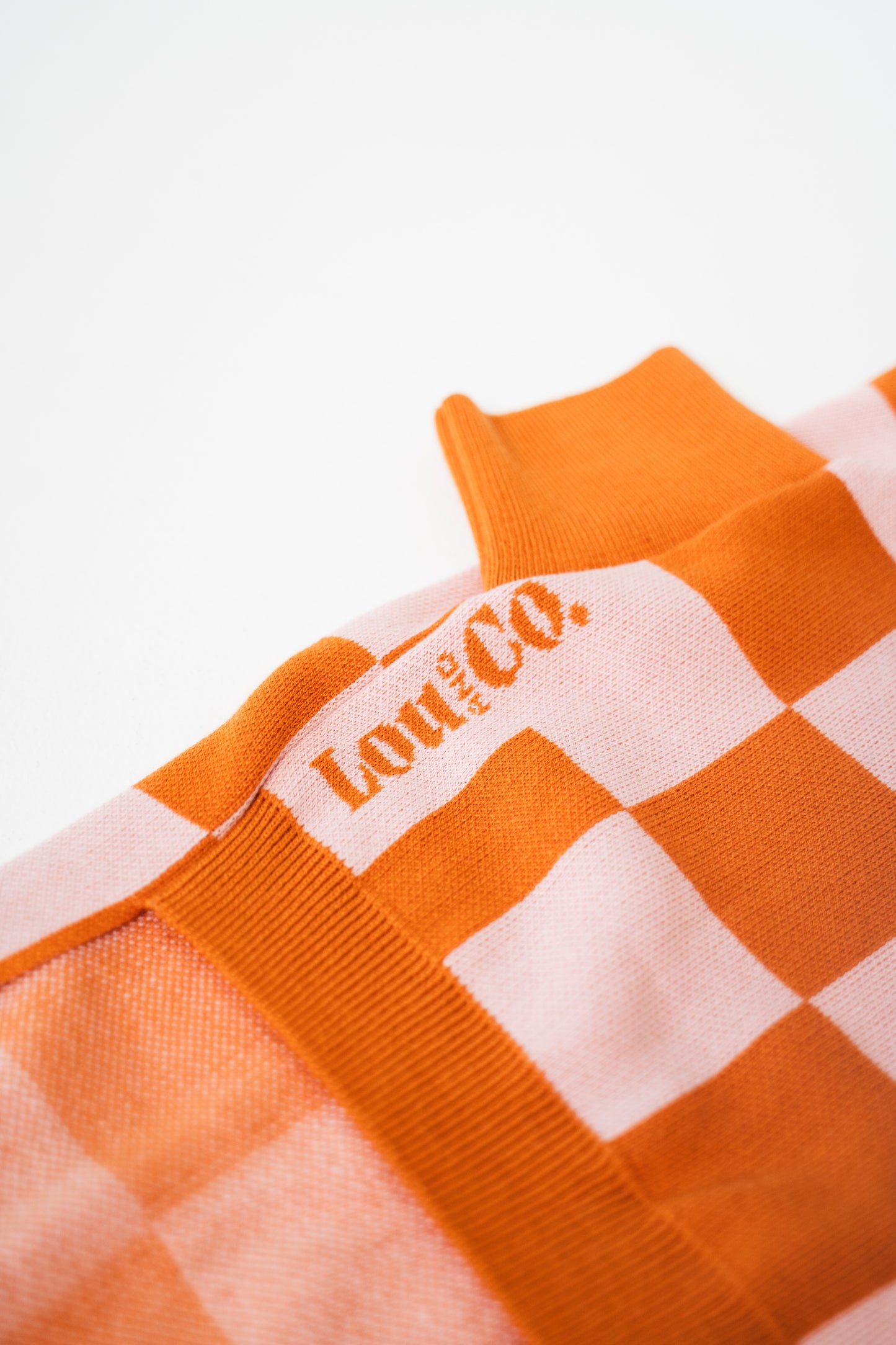 Dog Sweater Orange Checkered