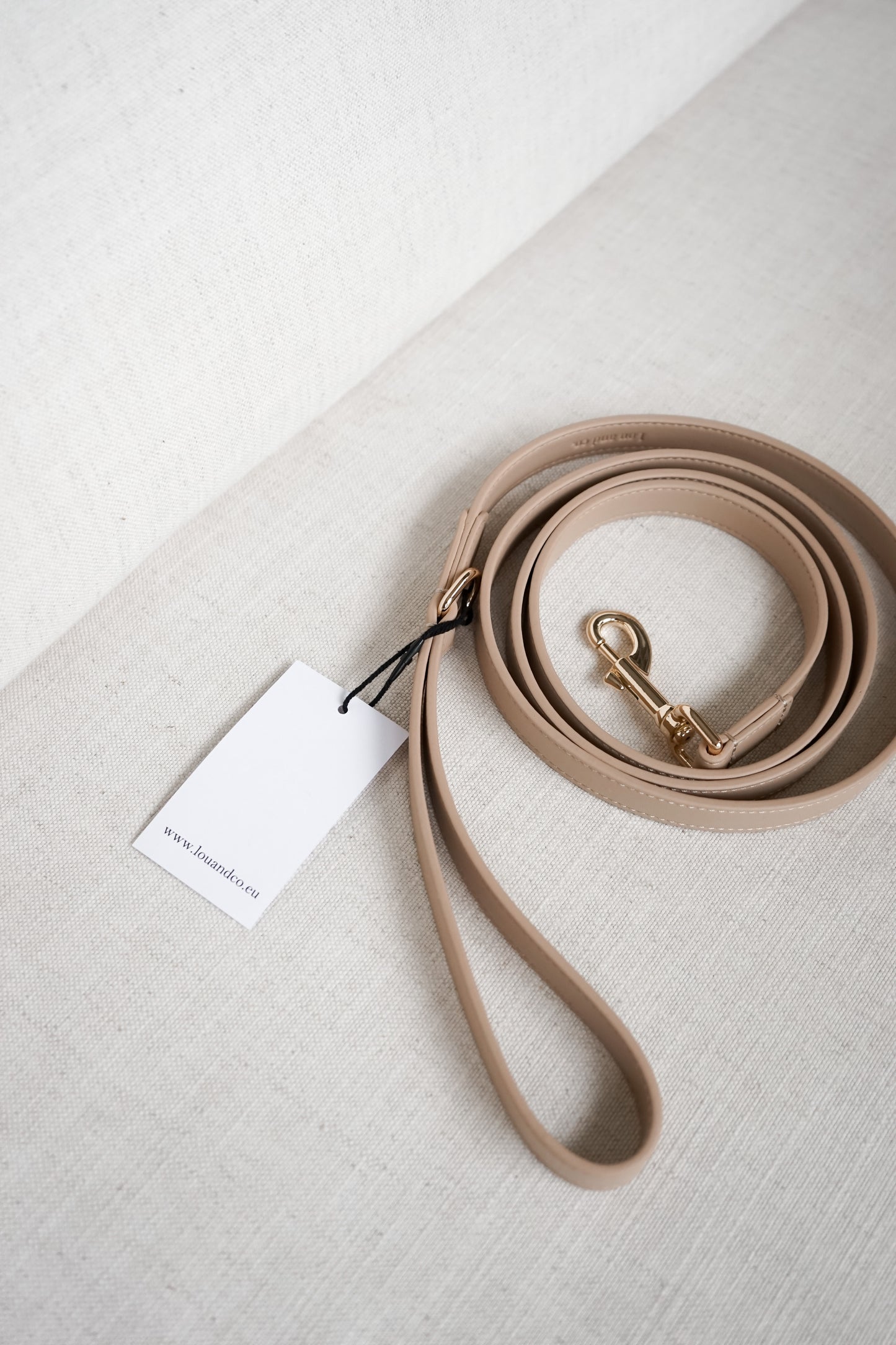 Vegan Leather Dog Leash Beige