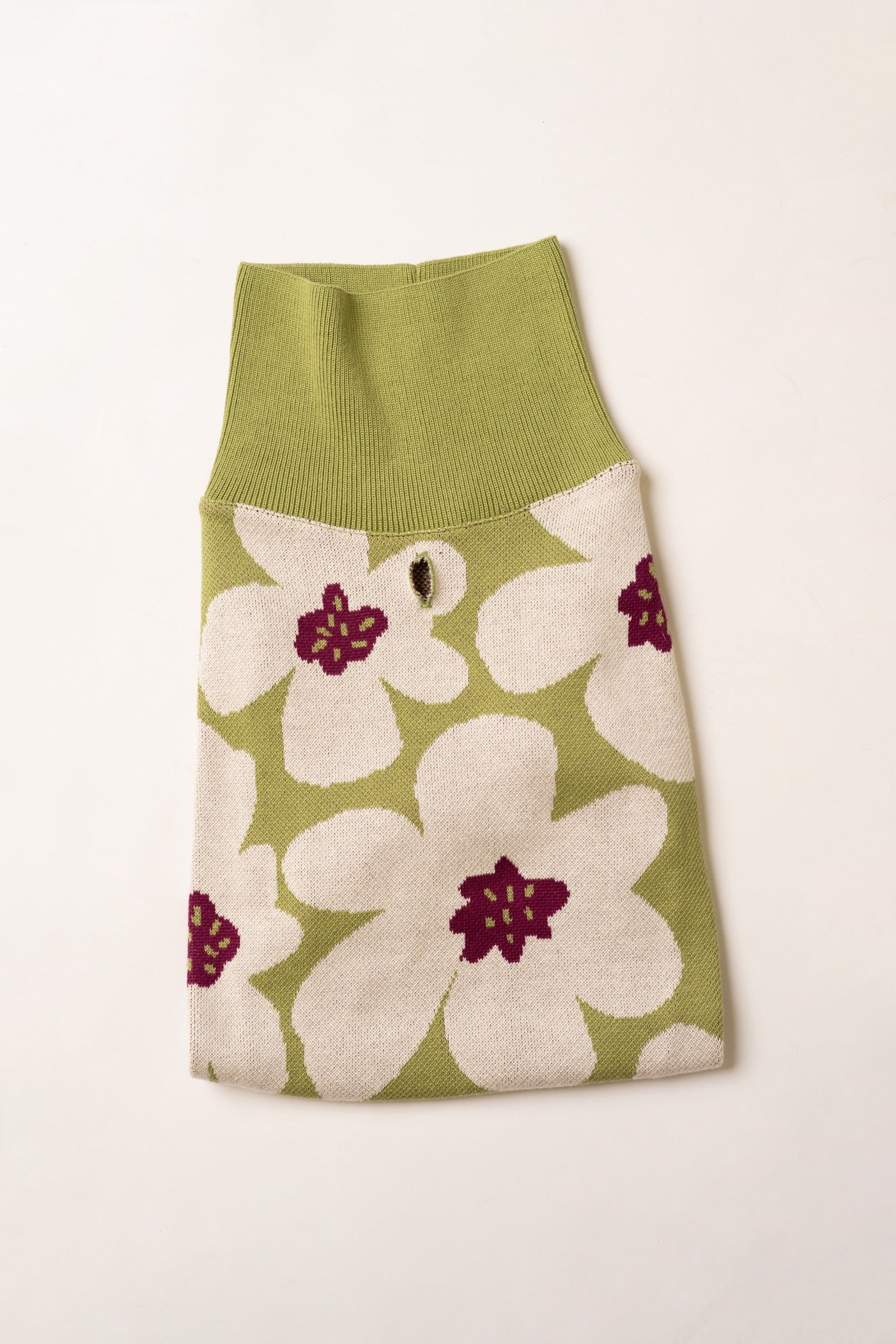 Dog Sweater Green Flowers