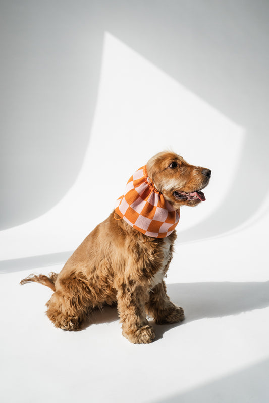 Knitted Snood Orange Checkered
